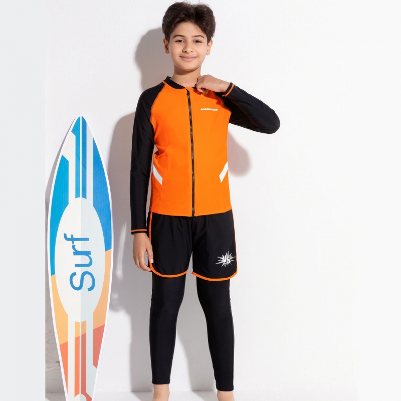 2024新款儿童泳衣男童中大童8-15岁 长袖长裤三件套 防晒潜水冲浪