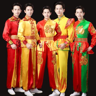 新款敲大鼓衣服男秧歌服舞龙舞狮队打鼓服春夏季腰鼓锣鼓队演出服
