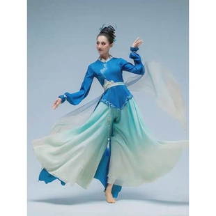 千里江山图汉服只此青绿古典舞演出服女飘逸大裙摆中国古风表演服