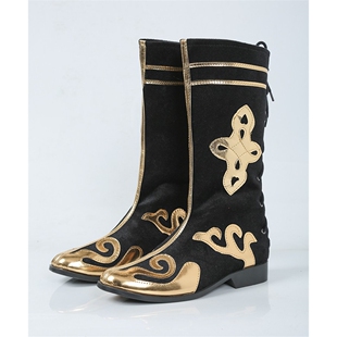 新款藏族演出舞蹈靴子少数民族蒙古靴子男女美猴王儿童走秀打鼓鞋