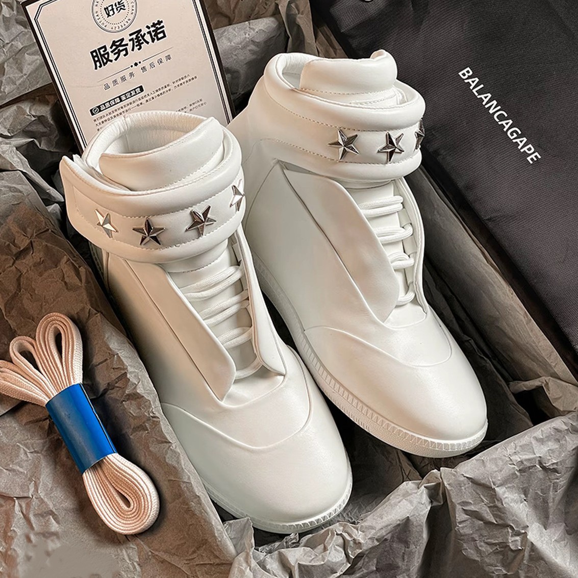 秋季厚底高街机能真皮高帮鞋男