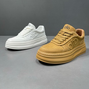 枫之时尚秋季厚底增高小白鞋舒适透气不臭脚牛皮个性网红男士板鞋