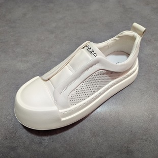 板鞋 枫之时尚 舒适透气简约百搭牛皮男士 夏季 厚底增高一脚蹬懒人鞋