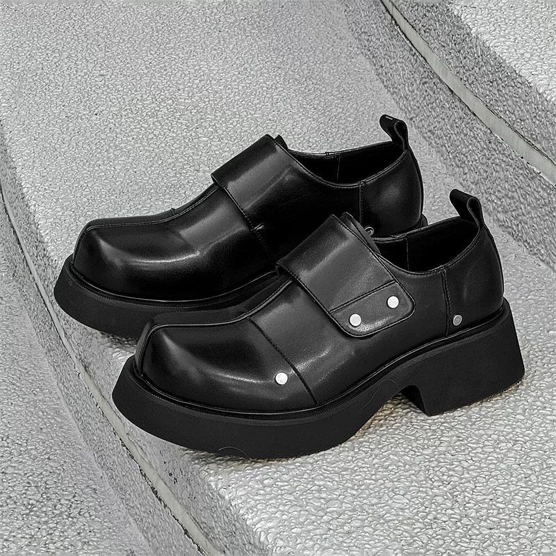 枫之时尚春季魔术贴德比鞋个性另类网红小众发型师男士高级感皮鞋