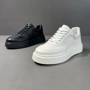 舒适透气简约百搭牛皮网红男板鞋 枫之时尚 厚底增高小白鞋 新款 秋季