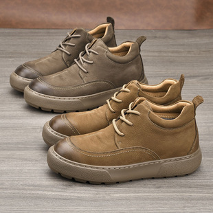 枫之时尚秋冬加绒厚底增高马丁靴舒适透气防滑耐磨真皮男士工装鞋