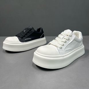 枫之时尚秋季厚底增高小白鞋清爽简约百搭不臭脚牛皮发型师男板鞋