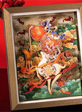 福禄葫芦梅花鹿摆件招财文创相框送老外装饰礼品乔迁新家开业礼物