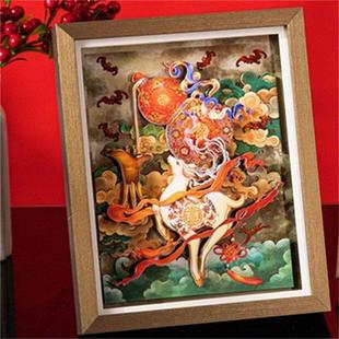 福禄葫芦梅花鹿摆件招财文创相框送老外装饰礼品乔迁新家开业礼物