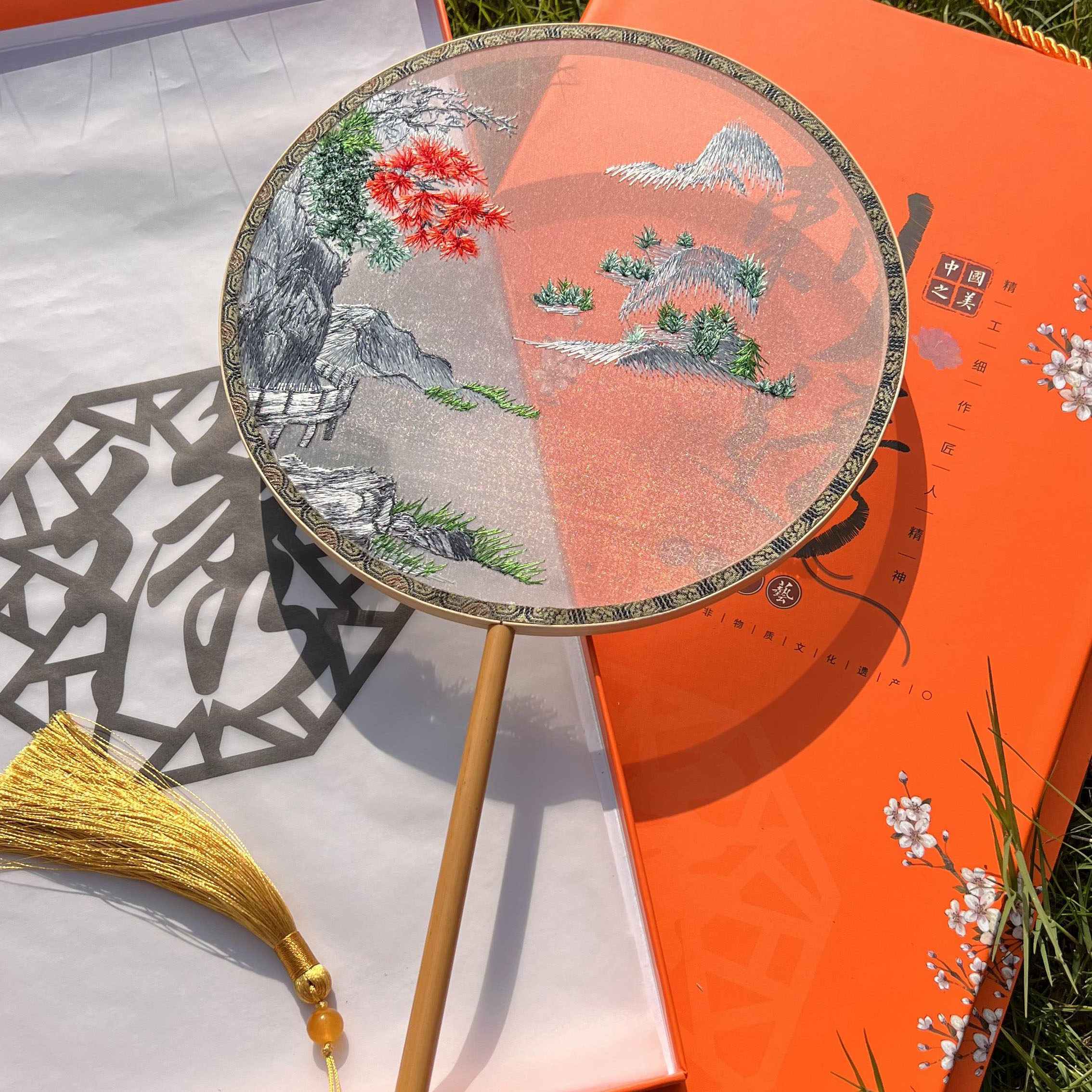 苏绣团扇双面绣古风苏州宫扇儿童汉服旗袍古典古装国风舞蹈圆扇子