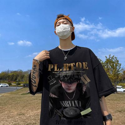 重磅美式高街纯棉短袖男夏季新款休闲痞帅ins潮牌港风大码T恤上衣