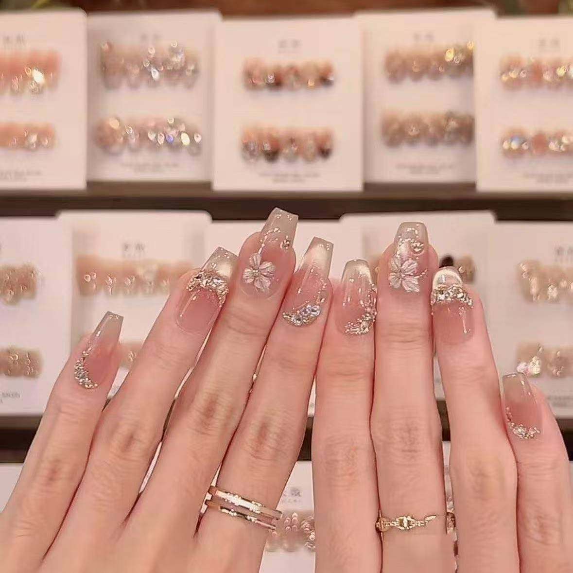 花瓣月影蝴蝶春夏高级显白纯手工气质猫眼美甲穿戴拆卸贴片,彩妆/香水/美妆工具,穿戴甲/甲片,淘宝优惠券,粉丝福利购,淘宝优惠卷