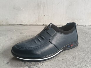 邦赛男鞋真皮套脚软底商务休闲鞋防滑耐磨老公牛皮鞋爸爸鞋