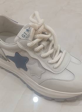 邦赛女鞋024厚底镂空透气网休闲运动鞋老爹鞋学生鞋阿甘鞋轻巧
