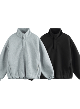 STUDIO ONE美式简约基础款半拉链套头卫衣春秋男女款宽松情侣上衣