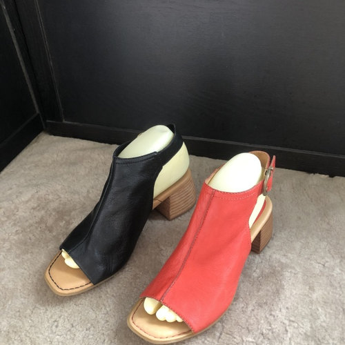 born  头层牛皮后空魚嘴鞋粗高跟凉鞋6 7 8