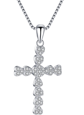 纯正十字架欧美银饰镶嵌圣诞项链