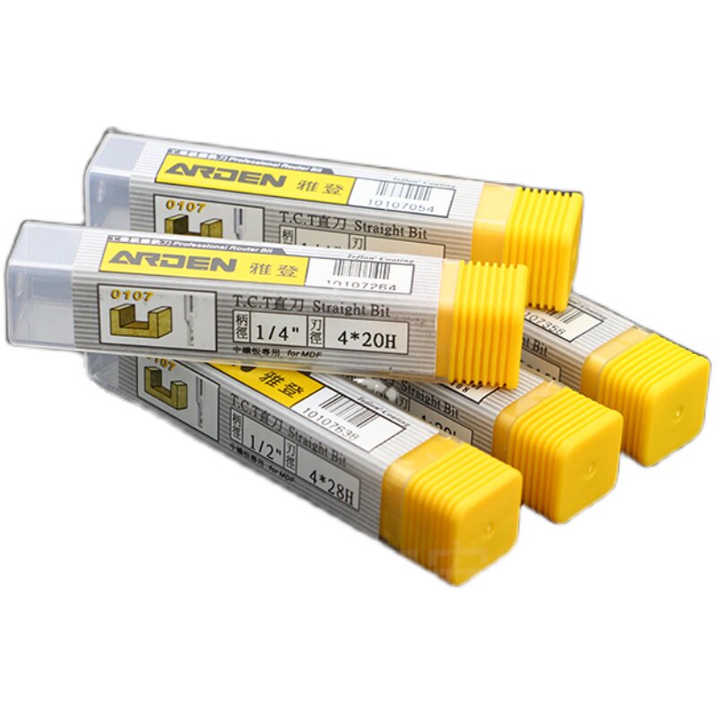 1-6mm雅登正品TCT整体合金双刃直刀1/4柄修边机木工铣刀刀具修边