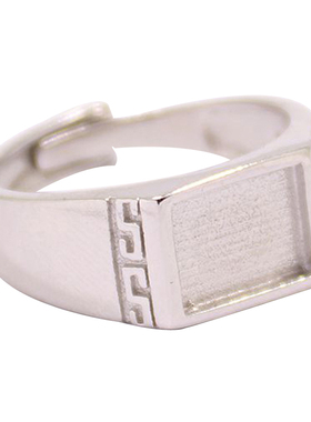 diy方形蜜蜡蓝珀镶嵌戒指空托