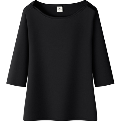 不透色弹力修身中袖上衣