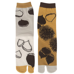 女士两指袜二趾袜日系木屐袜春秋中筒袜棉袜休闲植物花卉分趾袜女