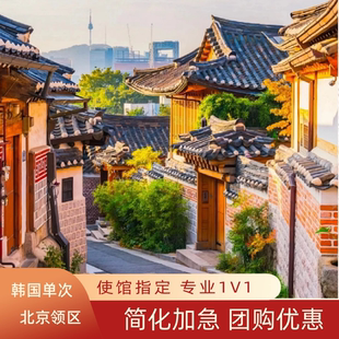 韩国·单次签证·北京送签·韩国签证个人旅游单次签证京津籍学历收入芝麻分OECD年龄简化加急出签专业办理