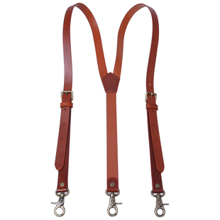 英伦裤子背带夹 男头层牛皮真皮背带男式网红装 主播挂钩扣吊裤带