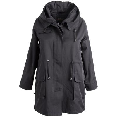 胖太太新品蓝色中长休闲风外套