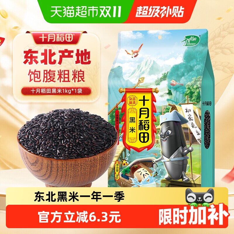 十月稻田黑米五谷杂粮饭搭配大米小米糙米煮粥黑米糊