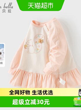 戴维贝拉打底衫女童纯棉裙式上衣