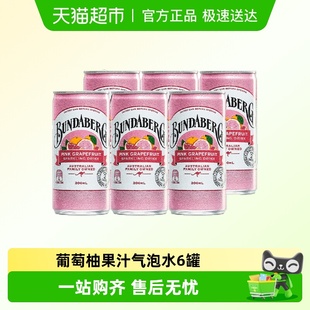 bundaberg宾得宝葡萄柚味果汁气泡水200ml 6进口汽水夏日解暑饮料