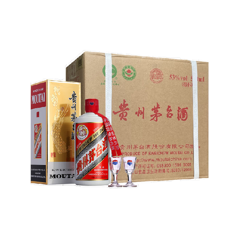 贵州飞天茅台酒原箱53度酱香型500mI*6瓶（年份随机）