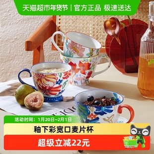 JOYYE大容量带勺燕麦陶瓷杯全手绘工艺强化瓷材质精美礼盒高颜值