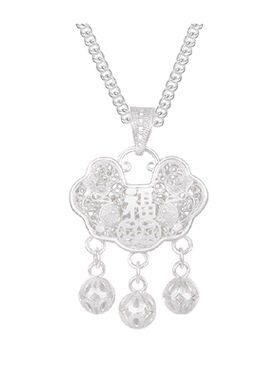 中国白银臻汇银足银国风平安锁包