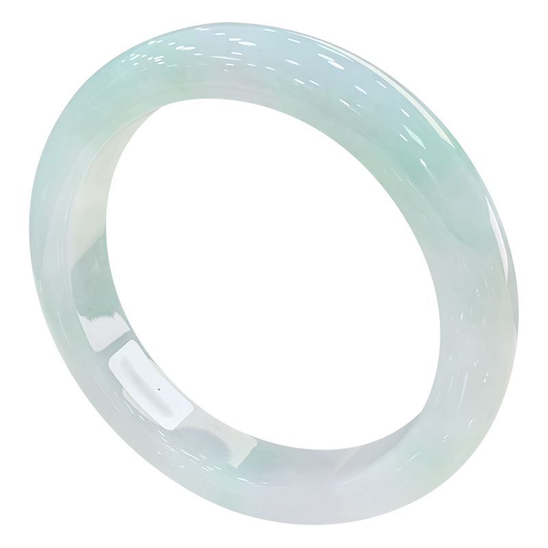 【自营】浅语拾光缅甸天然A货翡翠冰润飘绿花清新细腻种老玉手镯