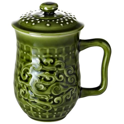 乾唐轩活瓷陶瓷茶杯高杯男士办公室泡茶杯带盖水杯