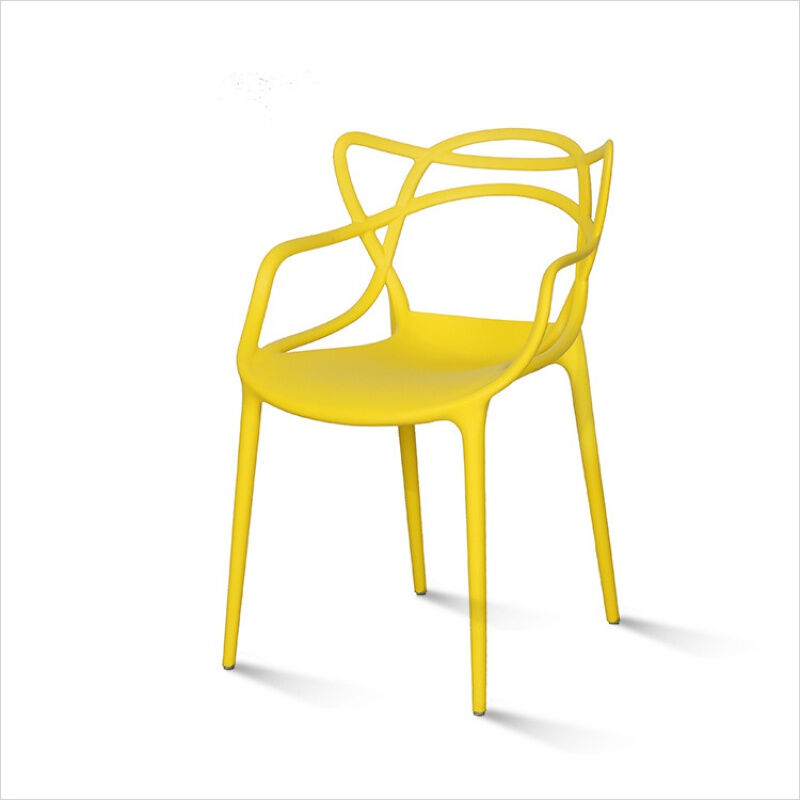 新品欧式餐厅椅子铁艺高品质北欧简约镂空猫耳椅白色塑料家用餐椅