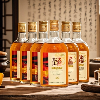 甄选古越龙山绍兴黄酒清醇三年500ml纯糯米酿造花雕酒可泡阿胶