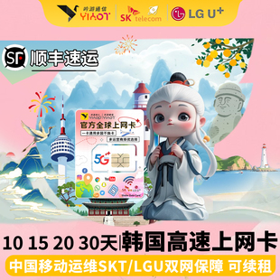 韩国sk手机上网电话卡10天15天20天30天中国移动4g济州无限流量卡