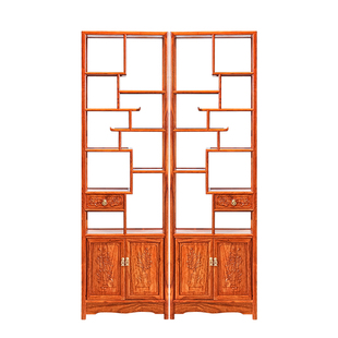 红木家具新中式茶叶柜客厅隔断柜抽屉花梨木置物架刺猬紫檀博古架