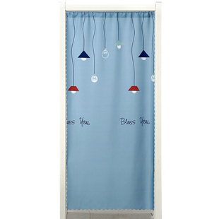 门帘布艺隔断帘四季家用装饰帘卧室客厅卫生间长帘布帘免打孔安装