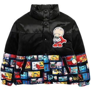 DEVIL NUT潮牌无性别情侣拼接保暖保暖印花面包羽绒服 超飞侠 ATY