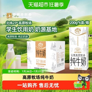 云南乍甸3.2g蛋白高原纯牛奶200g*6盒 营养早餐奶学生奶儿童奶