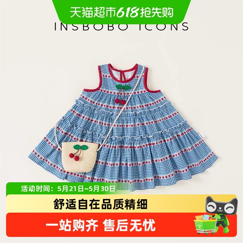 INSbobo女童公主裙樱桃图案舒适