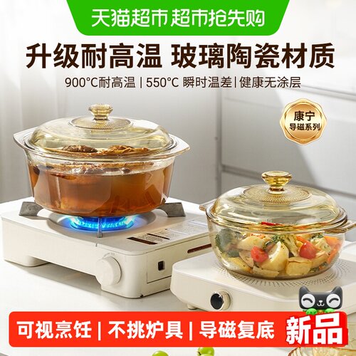 VISIONS导磁双耳透明明火汤锅