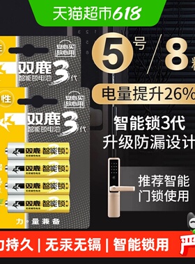 双鹿智能锁专用电池5号电池五号指纹锁电子锁门锁适用碱性通用
