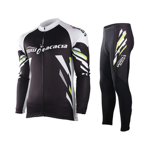 acacia春季新款自行车骑行服长袖套装薄绒款山地车保暖骑车服长裤