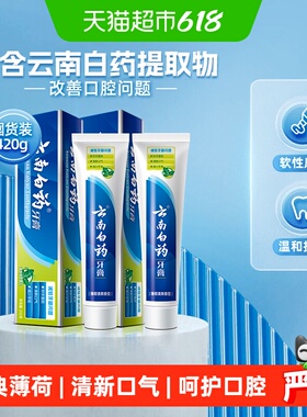 云南白药牙膏薄荷香型210g*2支清新口气护龈官方正品