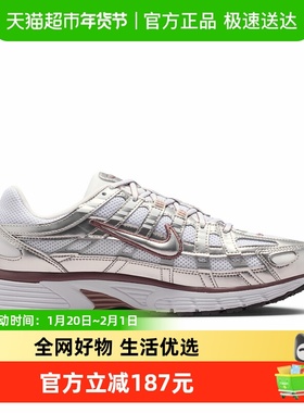 Nike耐克女鞋P-6000老爹鞋银白色网面运动鞋缓震跑步鞋BV1021-110