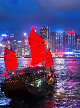 [维多利亚港-张保仔号体验之旅]尖沙咀/中环出发-复古红帆船45分钟-夕阳夜景航程